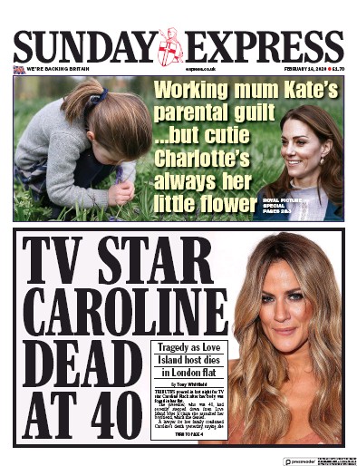 Daily Express Sunday Newspaper Front Page (UK) for 16 February 2020