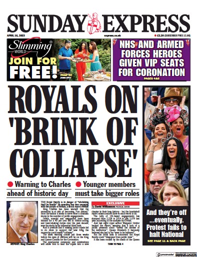 Daily Express Sunday Newspaper Front Page (UK) for 16 April 2023