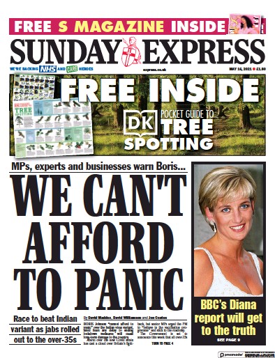 Daily Express Sunday Newspaper Front Page (UK) for 16 May 2021