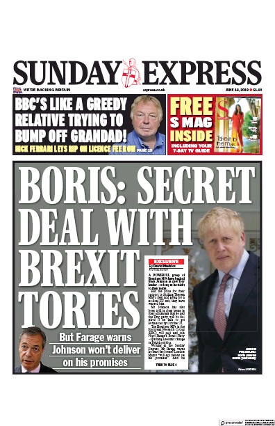 Daily Express Sunday Newspaper Front Page (UK) for 16 June 2019