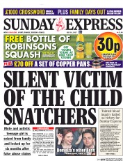 Daily Express Sunday (UK) Newspaper Front Page for 16 July 2017