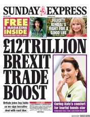 Daily Express Sunday front page for 16 July 2023