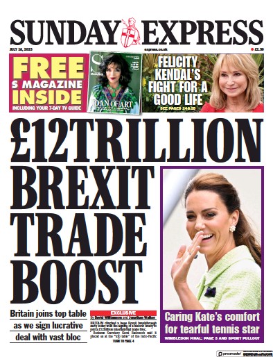 Daily Express Sunday Newspaper Front Page (UK) for 16 July 2023