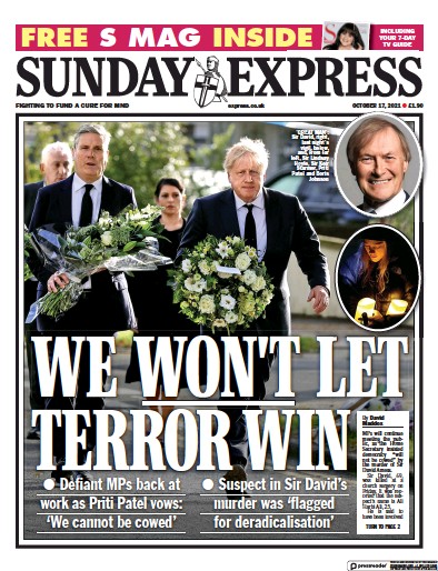 Daily Express Sunday Newspaper Front Page (UK) for 17 October 2021