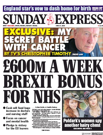 Daily Express Sunday Newspaper Front Page (UK) for 17 June 2018