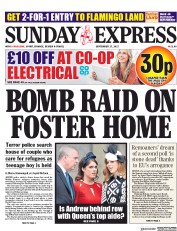 Daily Express Sunday (UK) Newspaper Front Page for 17 September 2017