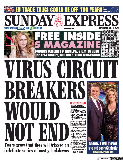 Daily Express Sunday Newspaper Front Page (UK) for 18 October 2020