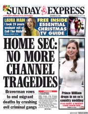 Daily Express Sunday front page for 18 December 2022