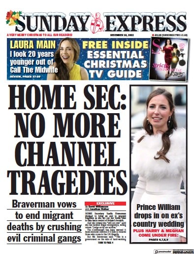 Daily Express Sunday Newspaper Front Page (UK) for 18 December 2022