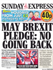 Daily Express Sunday (UK) Newspaper Front Page for 18 February 2018