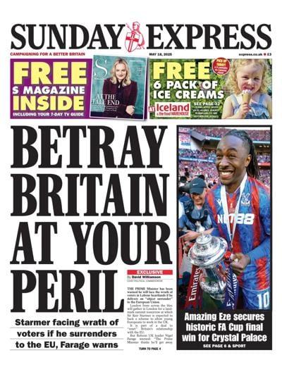 Daily Express Sunday Newspaper Front Page (UK) for 18 May 2025