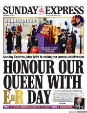 Daily Express Sunday front page for 18 September 2022