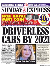Daily Express Sunday (UK) Newspaper Front Page for 19 November 2017