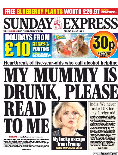 Daily Express Sunday Newspaper Front Page (UK) for 19 February 2017