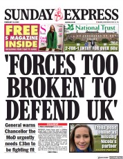 Daily Express Sunday front page for 19 February 2023