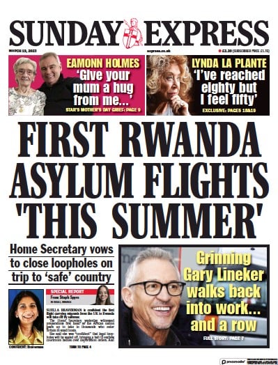 Daily Express Sunday Newspaper Front Page (UK) for 19 March 2023