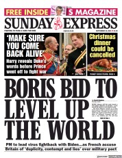 Daily Express Sunday (UK) Newspaper Front Page for 19 September 2021