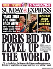 Daily Express Sunday (UK) Newspaper Front Page for 19 September 2021