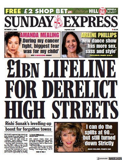 Daily Express Sunday Newspaper Front Page (UK) for 1 October 2023