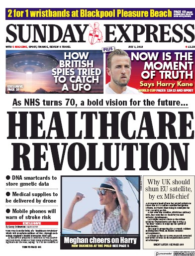 Daily Express Sunday Newspaper Front Page (UK) for 1 July 2018