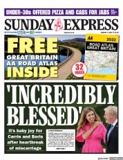 Daily Express Sunday (UK) Newspaper Front Page for 1 August 2021