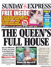 Daily Express Sunday (UK) Newspaper Front Page for 20 December 2015