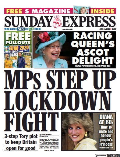 Daily Express Sunday Newspaper Front Page (UK) for 20 June 2021