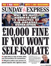 Daily Express Sunday (UK) Newspaper Front Page for 20 September 2020