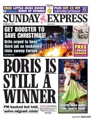 Daily Express Sunday front page for 21 November 2021