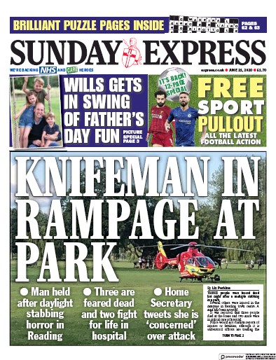Daily Express Sunday Newspaper Front Page (UK) for 21 June 2020