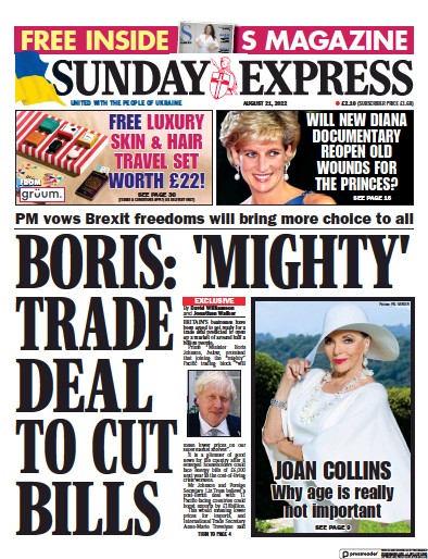 Daily Express Sunday Newspaper Front Page (UK) for 21 August 2022