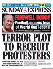 Daily Express Sunday front page for 22 October 2023
