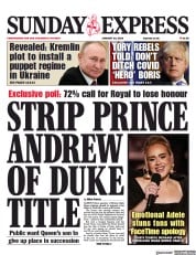 Daily Express Sunday front page for 23 January 2022