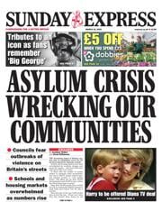 Daily Express Sunday front page for 23 March 2025