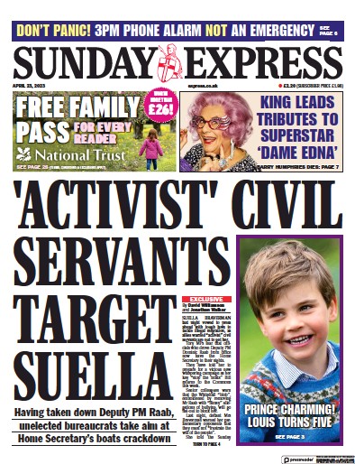 Daily Express Sunday Newspaper Front Page (UK) for 23 April 2023