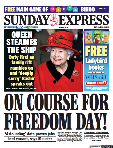 Daily Express Sunday Newspaper Front Page (UK) for 23 May 2021