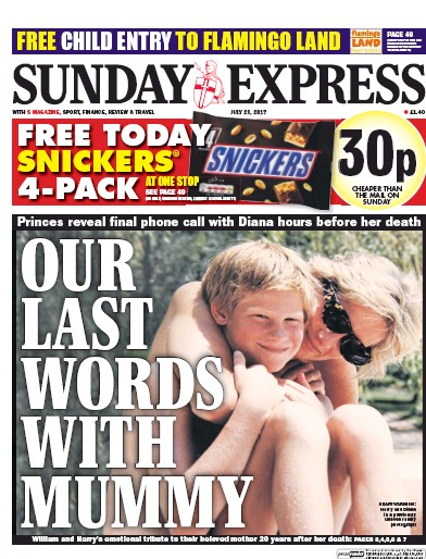 Daily Express Sunday Newspaper Front Page (UK) for 23 July 2017