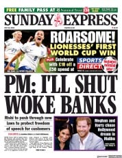 Daily Express Sunday front page for 23 July 2023