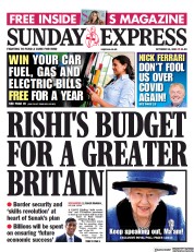 Daily Express Sunday (UK) Newspaper Front Page for 24 October 2021