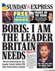 Daily Express Sunday front page for 24 April 2022