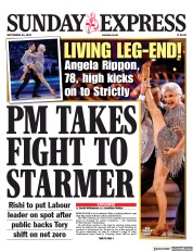 Daily Express Sunday (UK) Newspaper Front Page for 24 September 2023