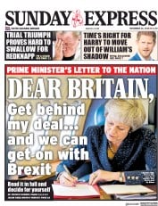 Daily Express Sunday (UK) Newspaper Front Page for 25 November 2018