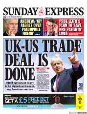 Daily Express Sunday (UK) Newspaper Front Page for 25 August 2019