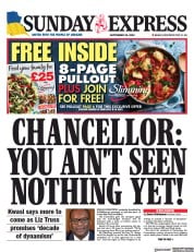 Daily Express Sunday front page for 25 September 2022