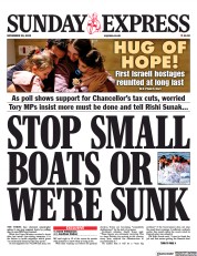 Daily Express Sunday front page for 26 November 2023