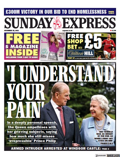 Daily Express Sunday Newspaper Front Page (UK) for 26 December 2021