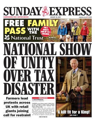 Daily Express Sunday Newspaper Front Page (UK) for 26 January 2025