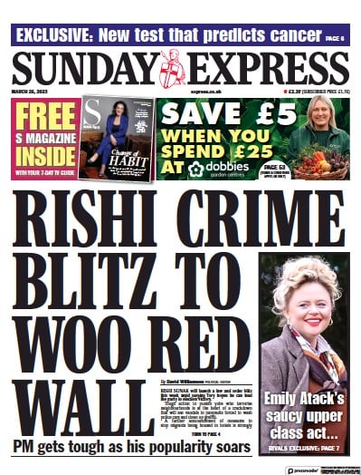 Daily Express Sunday Newspaper Front Page (UK) for 26 March 2023