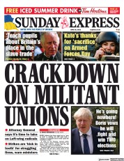 Daily Express Sunday (UK) Newspaper Front Page for 26 June 2022