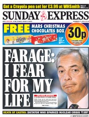 Daily Express Sunday (UK) Newspaper Front Page for 27 November 2016